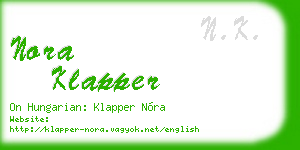 nora klapper business card